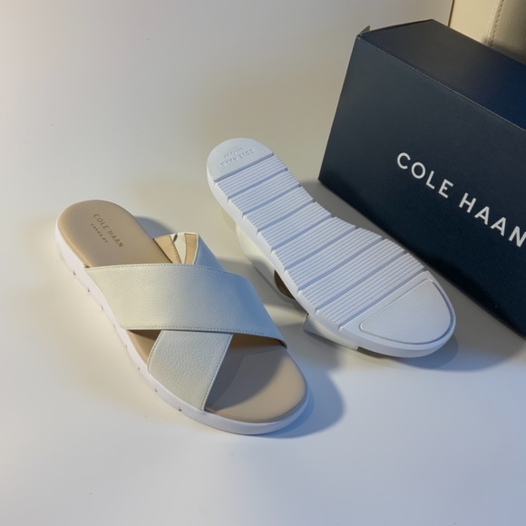 Cole Haan ZERØGRAND Criss Cross Slide White Sandal - Picture 7 of 8